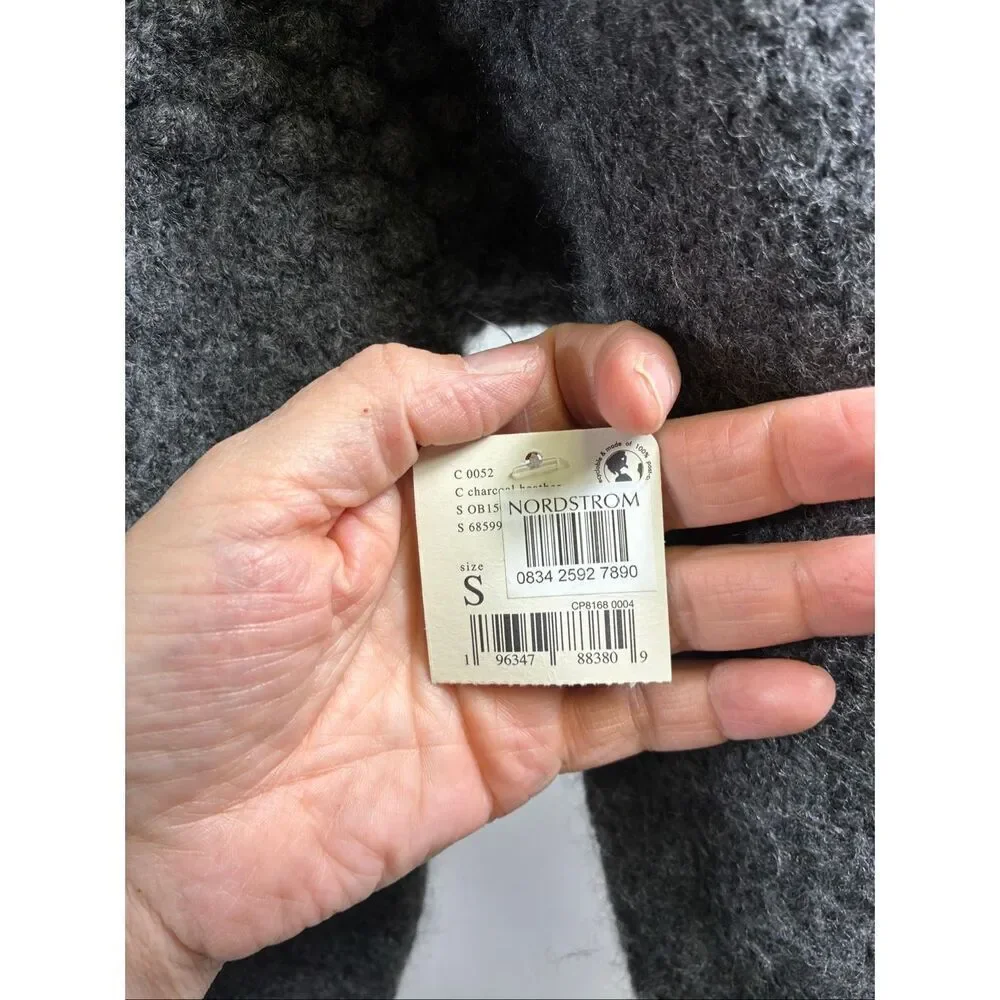Free People NWT Chunky Fuzzy Mock Neck Cropped Pullover in Gray Size S